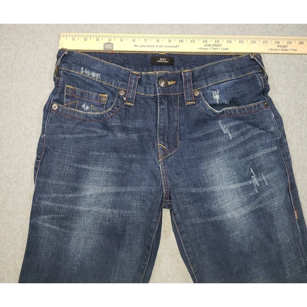 True Religion Ricky Relaxed‎ Straight Jeans Mens Dark Wash Sz 31 Waist is 33